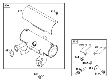 Exhaust Group Diagram and Parts List for 540477-2220-G1 400000 - 699999 Briggs and Stratton Engine
